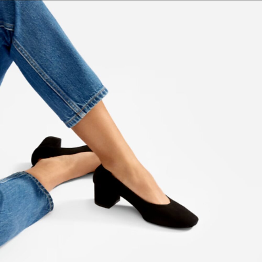Everlane The Day Heel - Black Suede - 9.5